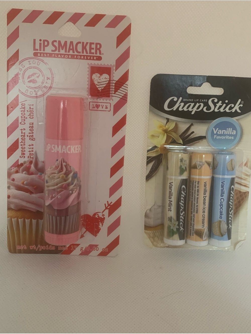 LipSmackers Sweetheart Cupcake Lip Balm and Chapstick Vanilla set of 3 NIB